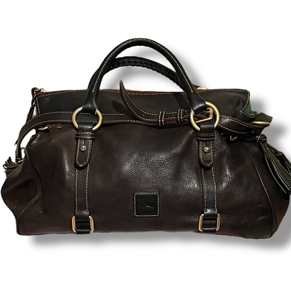 Dooney & Bourke Florentine Large Leather Satchel Dark Brown - Picture 8 of 15
